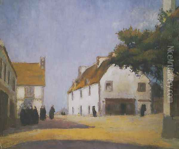 Little Town in Brittany Oil Painting - Wladyslaw Slewinski