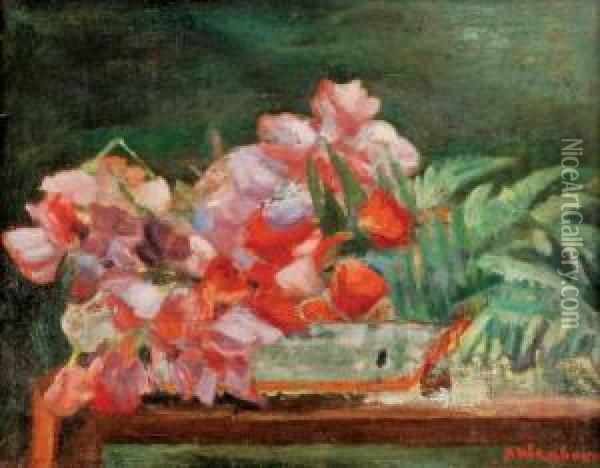 Kwiaty Oil Painting - Albert Wenbaum