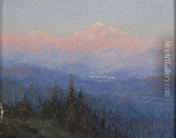 Evening Light, Mount Mckinley, Alaska Oil Painting - Sydney Mortimer Laurence