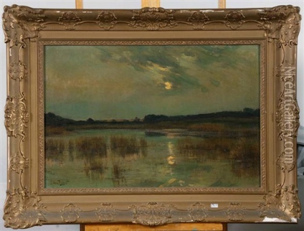 Clair De Lune Sur Les Marecages Oil Painting - Emile Van Doren