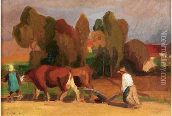 Les Labours Oil Painting - Jules Emile Zingg
