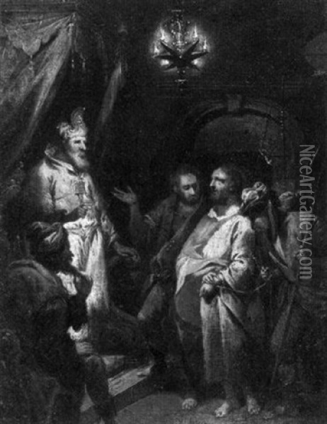 Christus Vor Kaiphos Oil Painting - Johann Conrad Seekatz