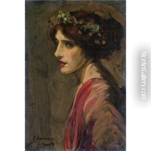 Portrait Of A Lady (mrs Ralph Peto ?) Oil Painting - John Lavery