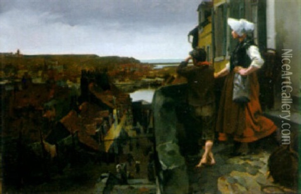 Awaiting The Ship's Return Oil Painting - Louis Robert Carrier-Belleuse
