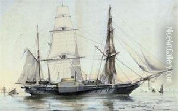 The Paddle-sloop H.m.s. Oil Painting - Thomas Goldsworth Dutton