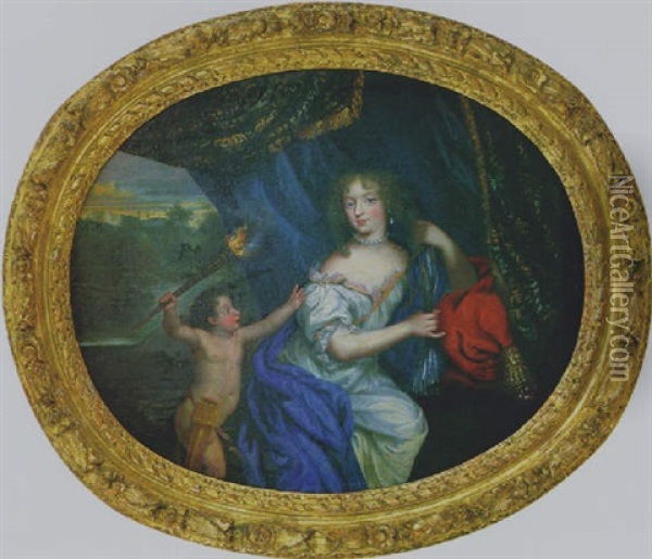 Portrait Presume De Madame D'horville-palaiseau, Deuxieme Femme De Francois De Bethune, En Venus Oil Painting - Pierre Mignard the Elder