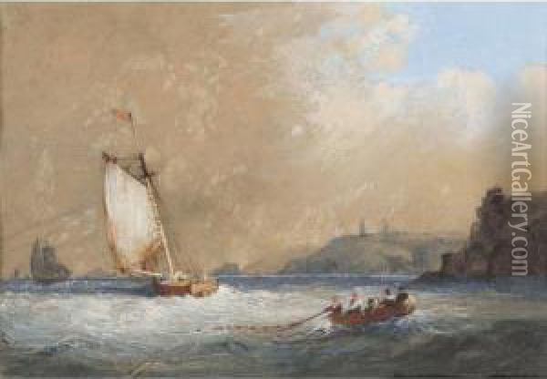 Hoisting The Sail; Hauling The Nets Oil Painting - Condy, Nicholas Matthews