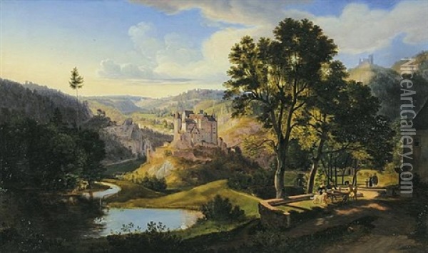 Burg Eltz Oil Painting - Carl Rottmann