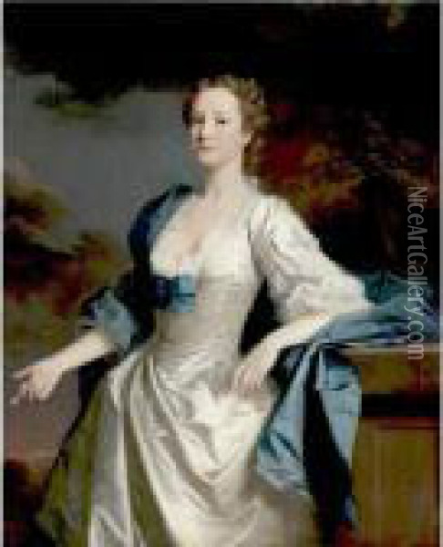 Portrait Of Mrs. Mary Wilbraham Oil Painting - Allan Ramsay
