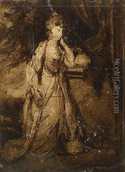 A compositional sketch for the portrait of Lady Louisa Manners, later Countess of Dysart Oil Painting - Sir Joshua Reynolds