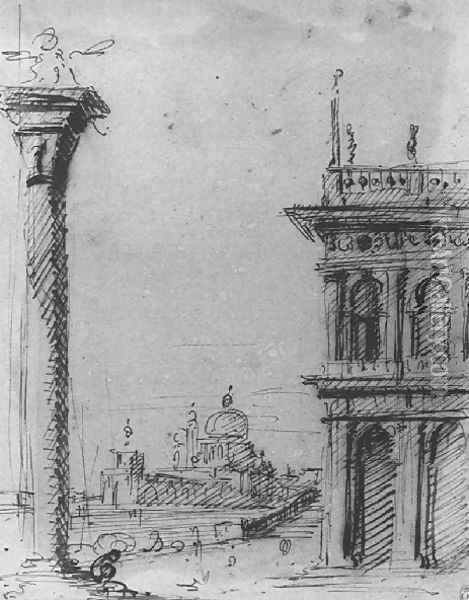 The Piazzetta Looking Towards S Maria Della Salute Oil Painting - (Giovanni Antonio Canal) Canaletto