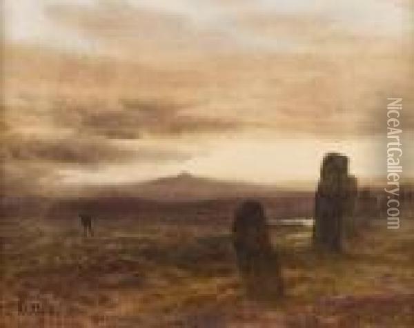 Druid's Avenue 
Dartmoor Oil Painting - Joseph Carey Carey