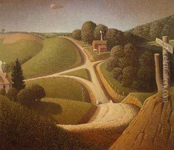 New Road Oil Painting - Grant Wood