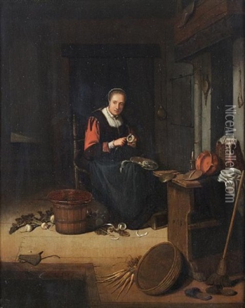 The Kitchen Maid Oil Painting - Quiringh Gerritsz van Brekelenkam