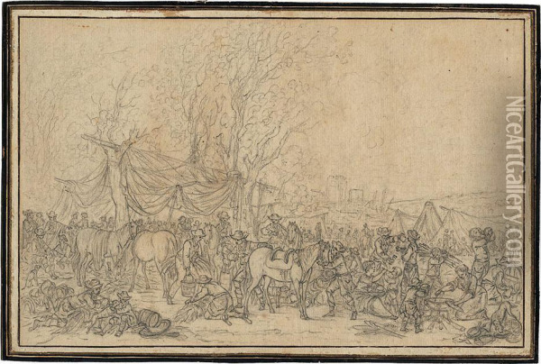 Rastende Soldaten Vor Einem Stadttor Oil Painting - Rugendas, Georg Philipp I