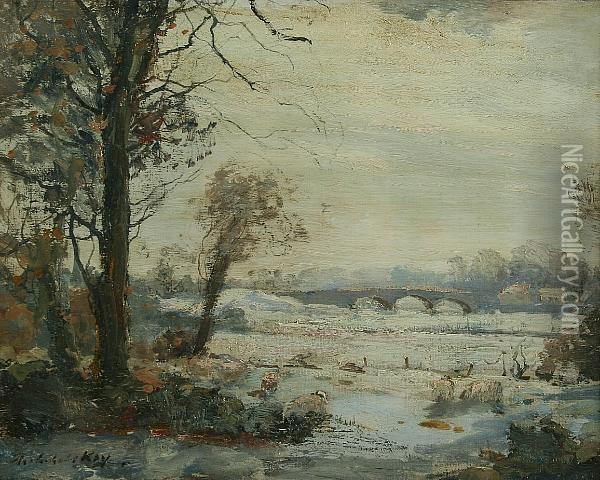 Snowy Landscape Oil Painting - Archibald Kay