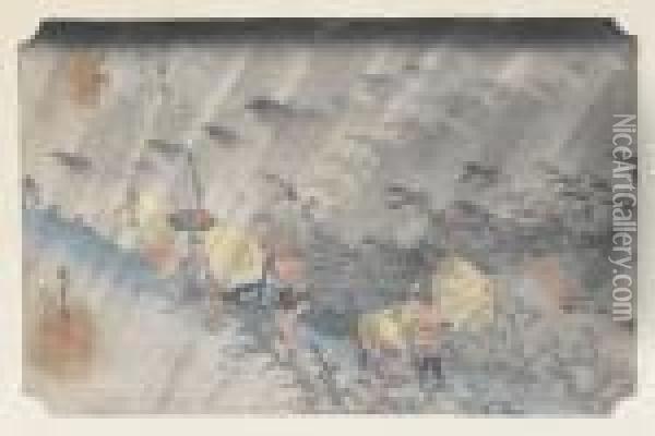 Shono Haku-u Oil Painting - Utagawa or Ando Hiroshige