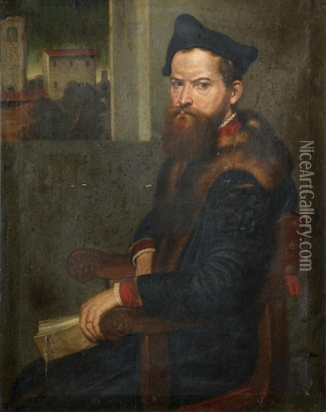 Portrait Of Bartolommeo Bonghi, Three-quarter-length Oil Painting - Giovanni Battista Moroni