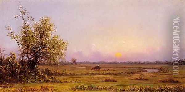 Sunset Marsh (also known as Sinking Sun) Oil Painting - Martin Johnson Heade
