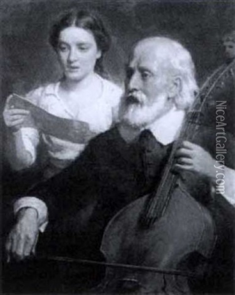 Two Musical Figures Oil Painting - Seymour Joseph Guy
