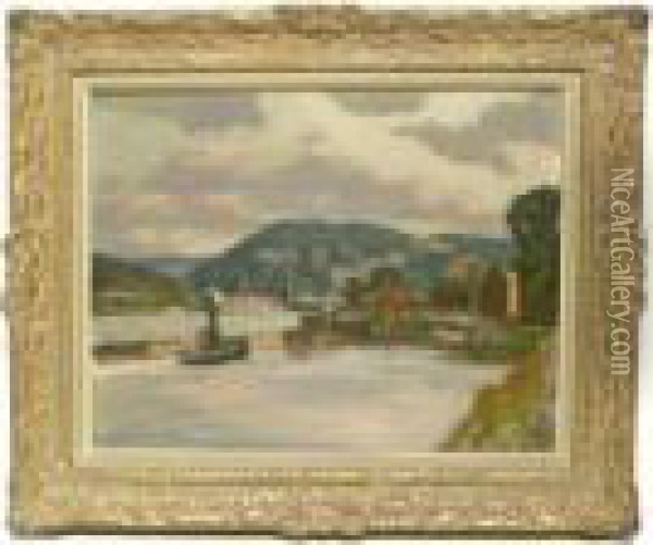 La Meuse 
A Huy Oil Painting - Alfred Martin