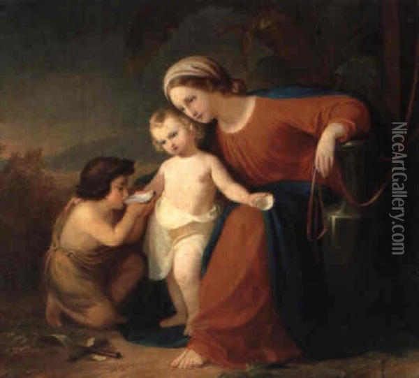 Maria Mit Jesus Und Johannes Knaben Oil Painting - Theodor Von Deschwanden
