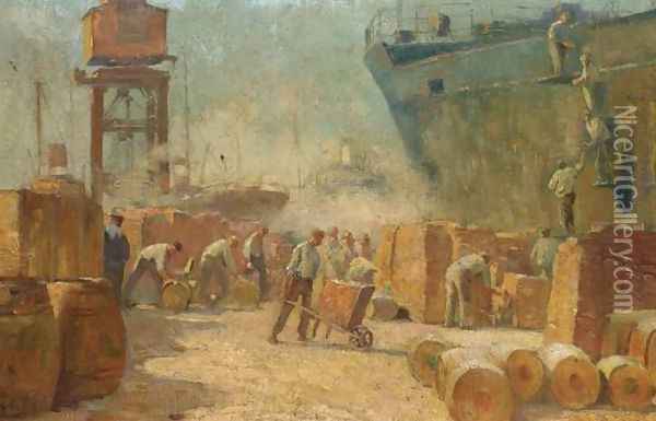 Harbour Scene Oil Painting - Georgios Roilos