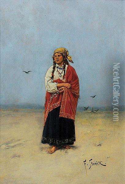 Cyganka Oil Painting - Franciszek Streitt
