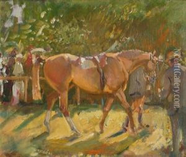 A Racehorse In The Parade Ring Oil Painting - Richard Creed Weatherby