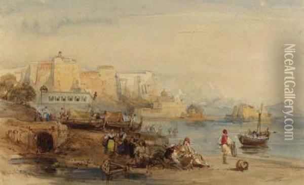A Coastal Scene With Fisherfolk Oil Painting - William Leighton Leitch
