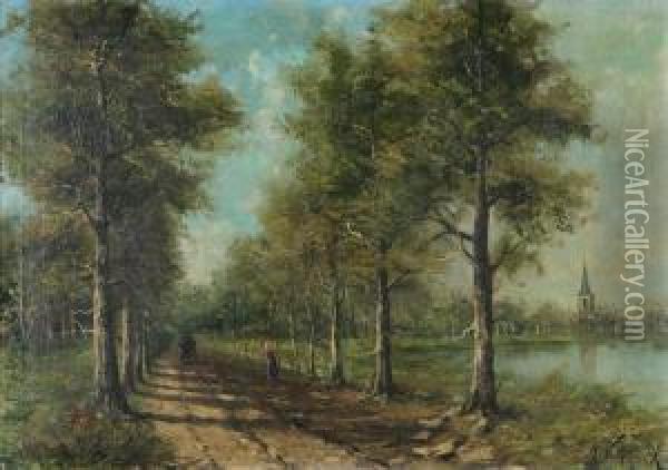 Woodpath Near A Pond Oil Painting - Michel Van Cuyck