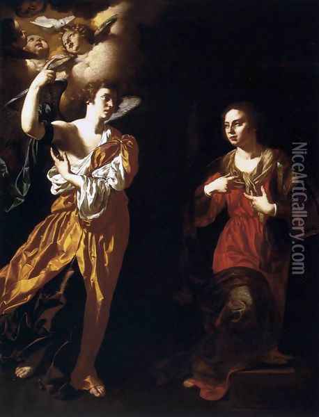 Annunciation 1630s Oil Painting - Paolo Domenico Finoglia