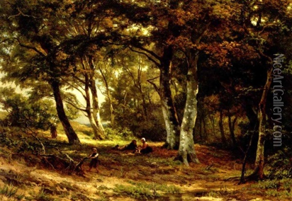 Scheveningsche Boschjes: A Day In The Forest Oil Painting - Jan Willem Van Borselen
