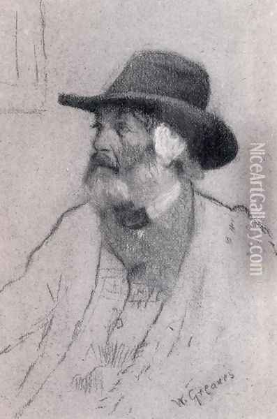 Portrait Of Thomas Carlyle, Seated, Half-Length, Wearing A Hat Oil Painting - Walter Greaves