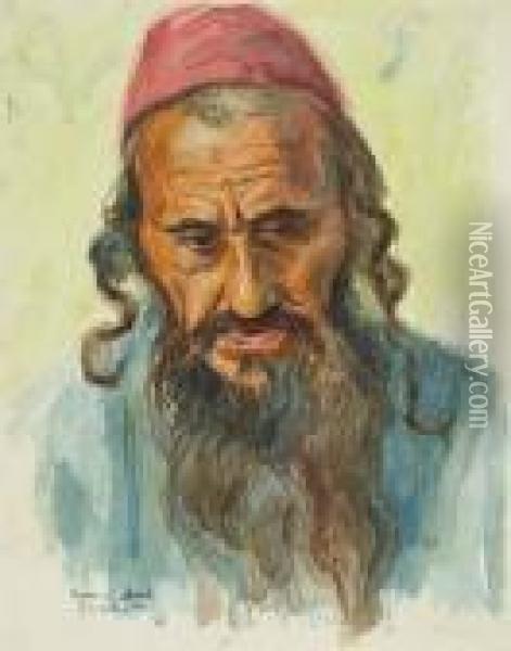 Judisch Mann, Jerusalem>. Oil Painting - Hermann Struck