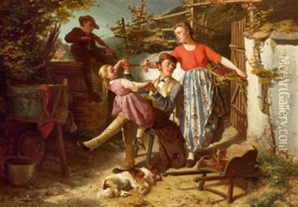 Familienidylle Oil Painting - Theodore Gerard