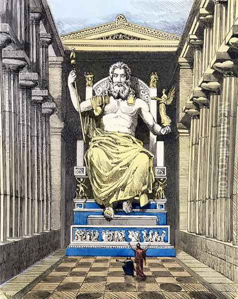 Statue of Olympian Zeus by Pheidias Oil Painting - Ferdinand Knab