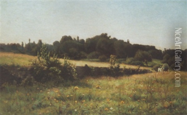 Charrette Dans Les Champs Oil Painting - Ernest Auguste Le Villain