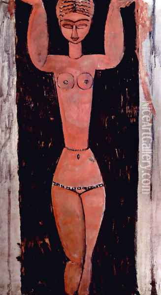 Standing Karyatide Oil Painting - Amedeo Modigliani