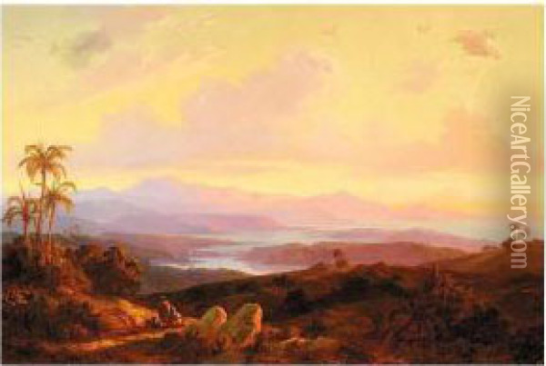 Hunters By The Sea At Sunset Oil Painting - Edmund Wodick