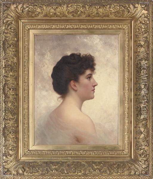 A Young Beauty In Profile Oil Painting - Walter Blackman