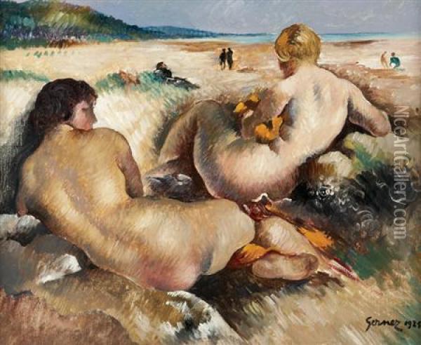 Two Nudes Oil Painting - Paul-Elie Gernez
