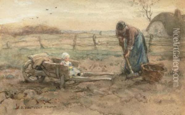 In The Wheelbarrow Oil Painting - Jan Zoetelief Tromp