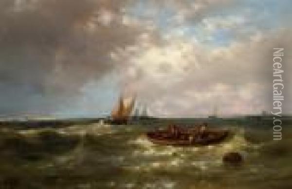 Fishermen On The Zuiderzee Oil Painting - Abraham Hulk Jun.