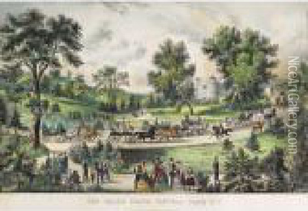 The Grand Drive, Central Park N.y. Oil Painting - Currier & Ives Publishers
