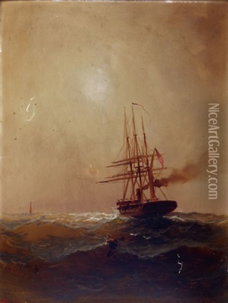 Sailing Vessel In Choppy Seas Oil Painting - Alexander Charles Stuart