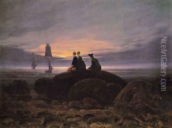 Moonrise over the Sea Oil Painting - Caspar David Friedrich