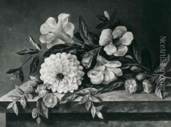 Still Life With Flowers Oil Painting - Hansine Kern-Eckersberg