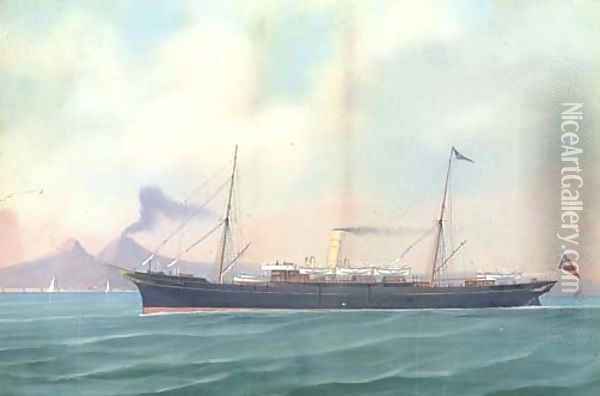 The British steam vessel Victoria in Neapolitan waters Oil Painting - A. De Simone