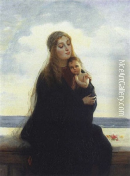 Madonna Con Bambino Oil Painting - Francesco Valaperta